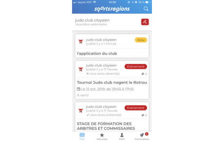 l'application du club