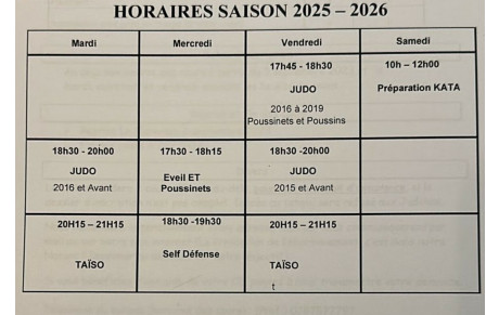 Horaires 2025-2026